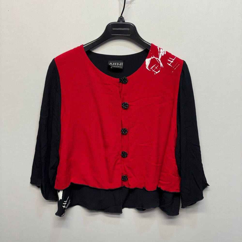 AHNI Women Blouse Top Button Down Shirt Size 1 Rayon C118 -16